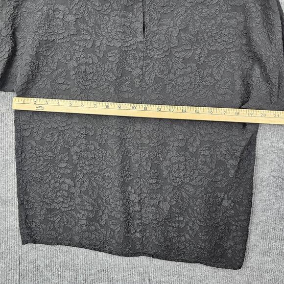 Fiji Shirt Womens Medium Silk Floral Jacquard Blouse Embossed Gothic Fairy Black - Picture 5 of 6